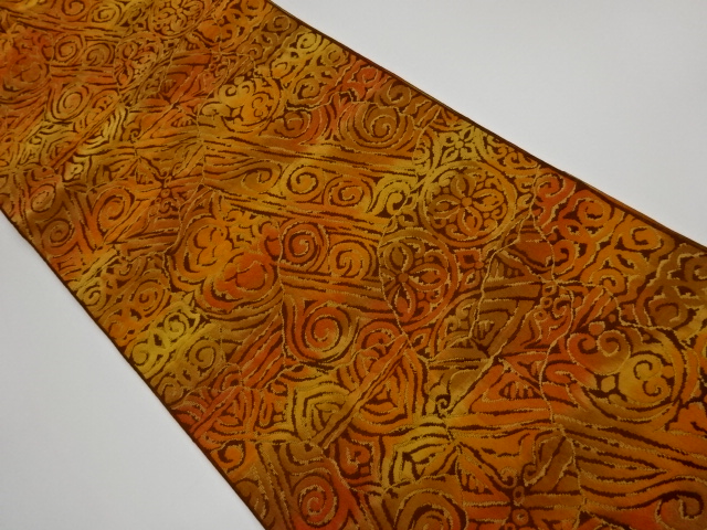 JAPANESE KIMONO / VINTAGE NAGOYA OBI / CHIKUZEN HAKATA / WOVEN ABSTRACT PATTERN